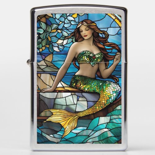 Stained glass mermaid  zippo lighter