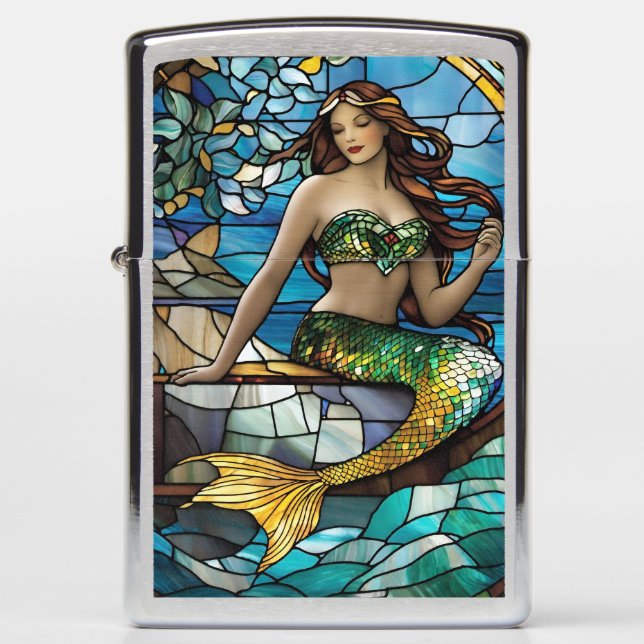 Stained glass mermaid  zippo lighter (Front)