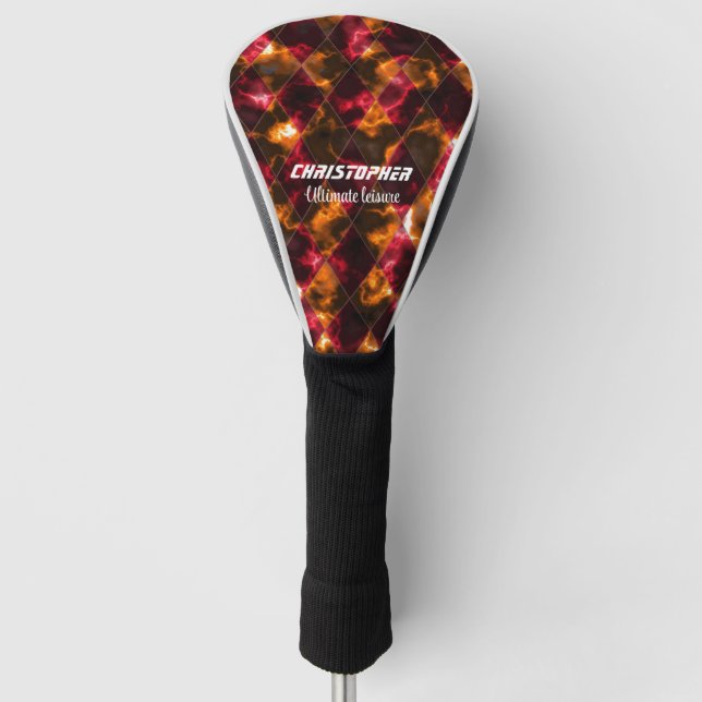Stained Glass Misty Red Gold Golf Head Cover (Front)