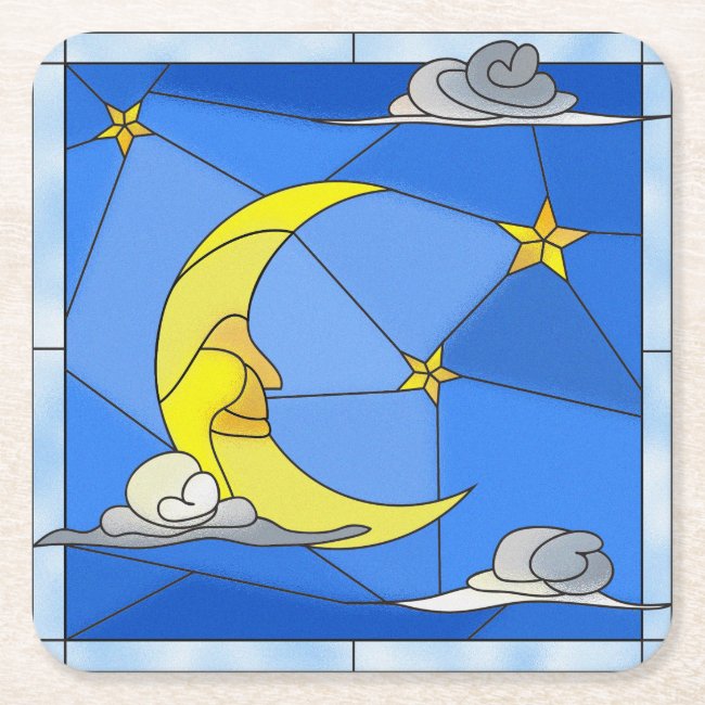 Stained Glass Moon, Stars, and Clouds