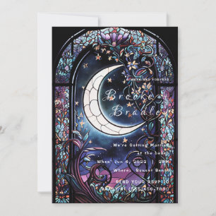 Stained‑Glass Moon Wedding Invitation