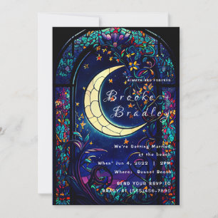 Stained‑Glass Moon Wedding Invitation