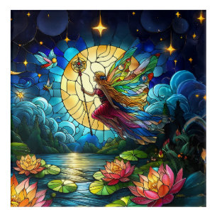 Stained Glass Moonlight Flight Fairy  Acrylic Print