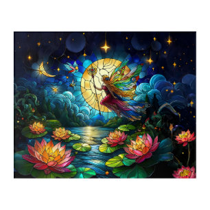 Stained Glass Moonlight Flight Fairy  Acrylic Print