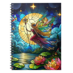 Stained Glass Moonlight Flight Fairy Notebook