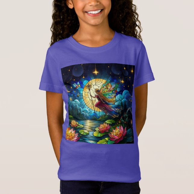 Stained Glass Moonlight Flight Fairy  T-Shirt (Front)