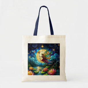 Stained Glass Moonlight Flight Fairy  Tote Bag