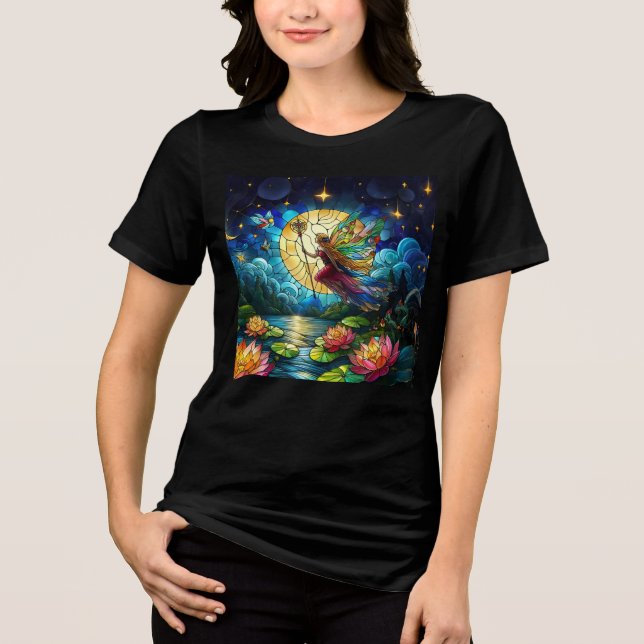 Stained Glass Moonlight Flight Fairy  Tri-Blend Shirt (Front)