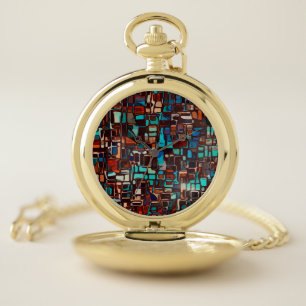 stained glass mosaic abstract pocket watch