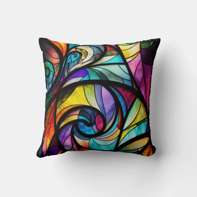Stained Glass Mosaic Decorative Throw Pillow (Back)