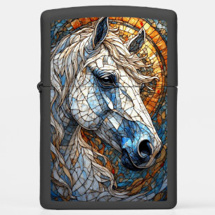 Stained Glass Mosaic Horse Artwork Zippo Lighter