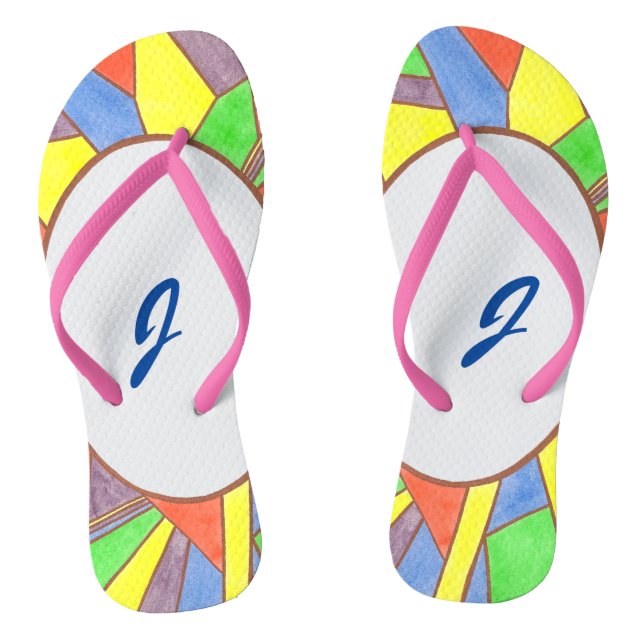 Stained Glass Mosaic Monogram FlipFlops (Footbed)