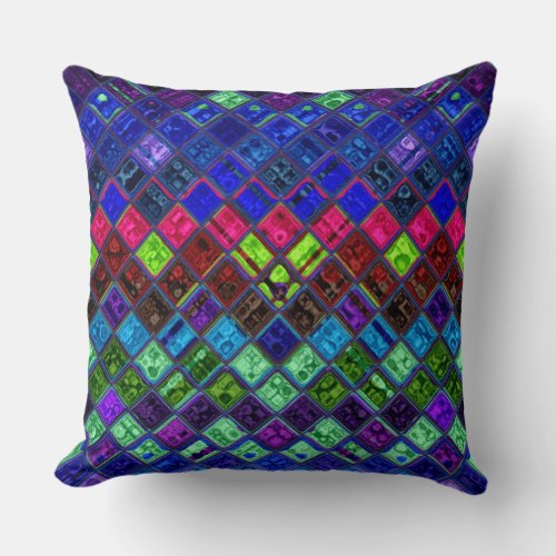 Stained Glass Mosaic Pattern 2 Throw Pillow