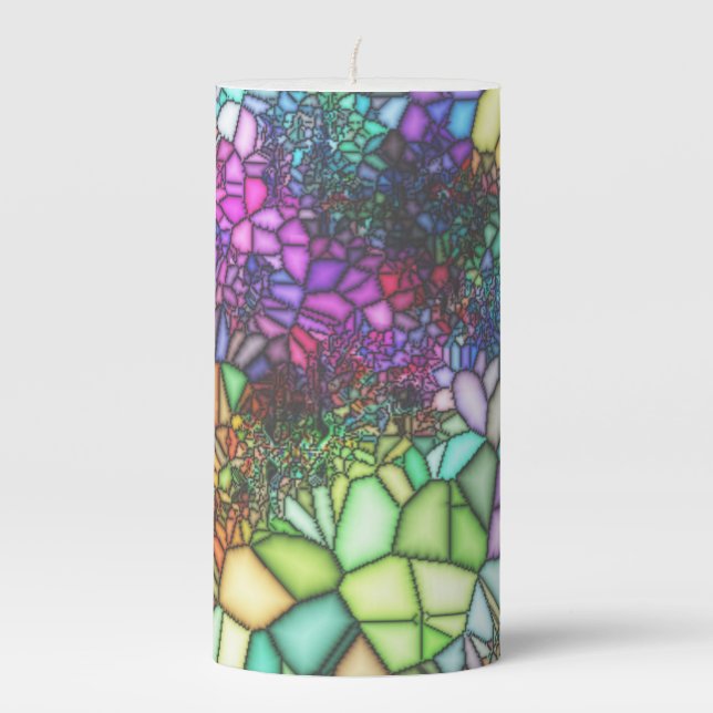 Stained Glass Mosaic Pillar Candle (Front)