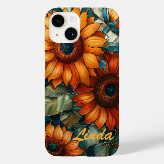 Stained Glass Mosaic Sunflowers Floral Case-Mate iPhone Case (Back)