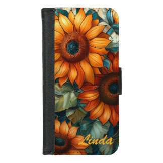 Stained Glass Mosaic Sunflowers Floral iPhone 8/7 Wallet Case