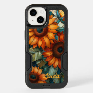 Stained Glass Mosaic Sunflowers Floral OtterBox iPhone 14 Case