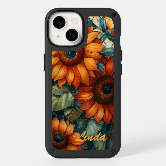 Stained Glass Mosaic Sunflowers Floral Speck iPhone Case (Front)