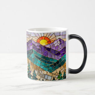 Stained Glass Mountain Sunrise Mug