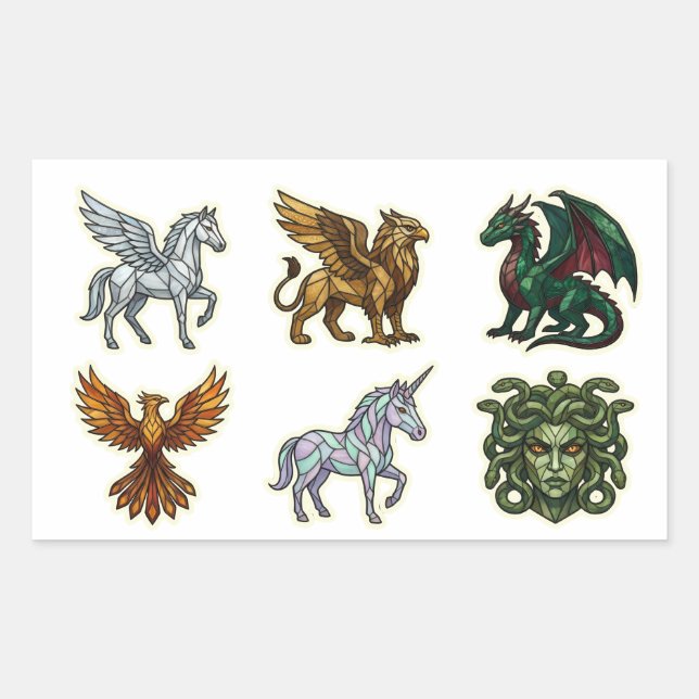 Stained Glass Mythical Creatures Sticker Set (Front)