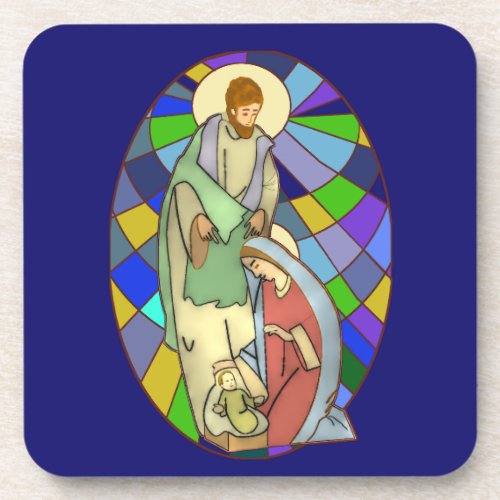 Stained Glass Nativity  Beverage Coaster