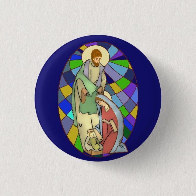 Stained Glass Nativity  Button (Front)