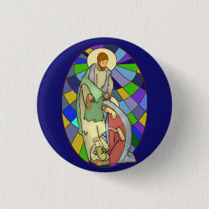 Stained Glass Nativity Button