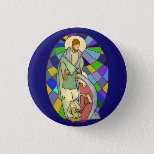 Stained Glass Nativity  Button