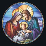 Stained Glass Nativity Christmas Classic Round Sticker<br><div class="desc">Stained Glass Nativity Christmas</div>