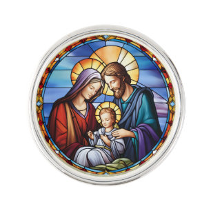 Stained Glass Nativity Christmas Lapel Pin