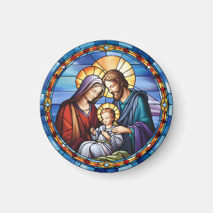 Stained Glass Nativity Christmas Magnet