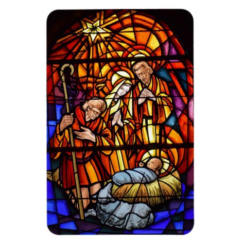 Stained Glass Nativity Christmas Magnet