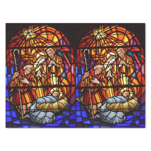 Stained Glass Nativity Christmas Pretty Decoupage Tissue Paper