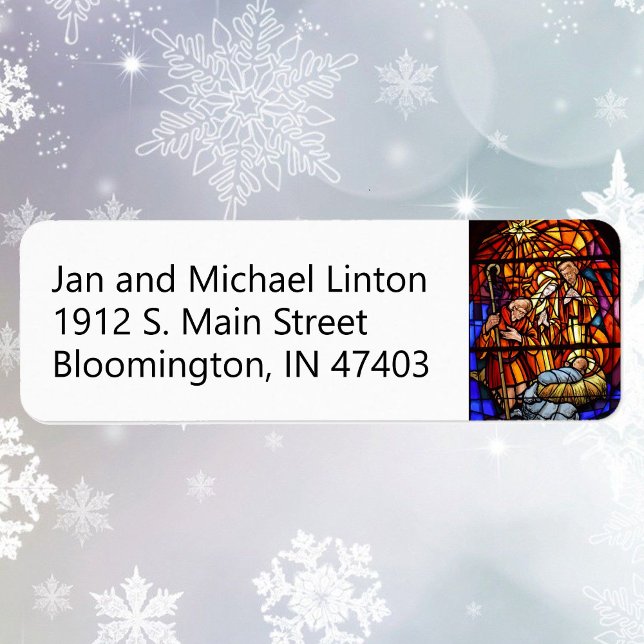 Stained Glass Nativity Christmas Return Address Label (Creator Uploaded)