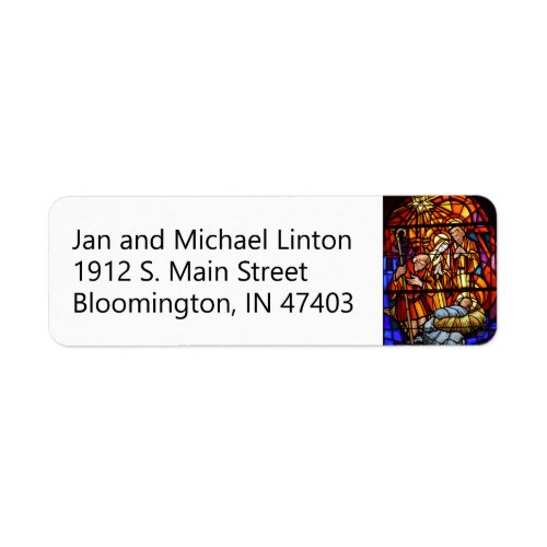 Stained Glass Nativity Christmas Return Address Label