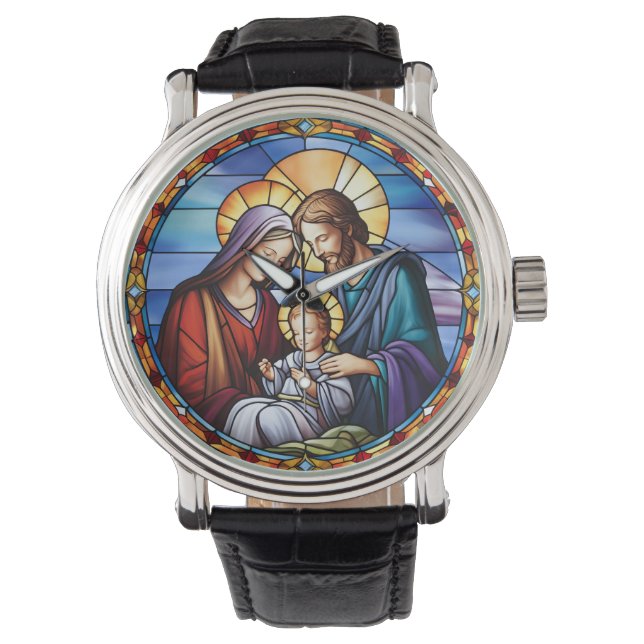  Stained Glass Nativity Christmas Watch (Front)