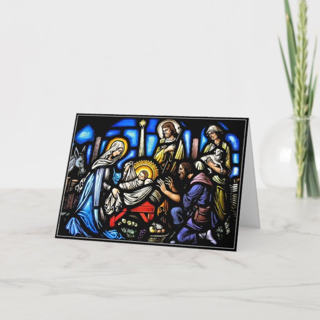 Stained Glass Nativity Holiday Card (Front)