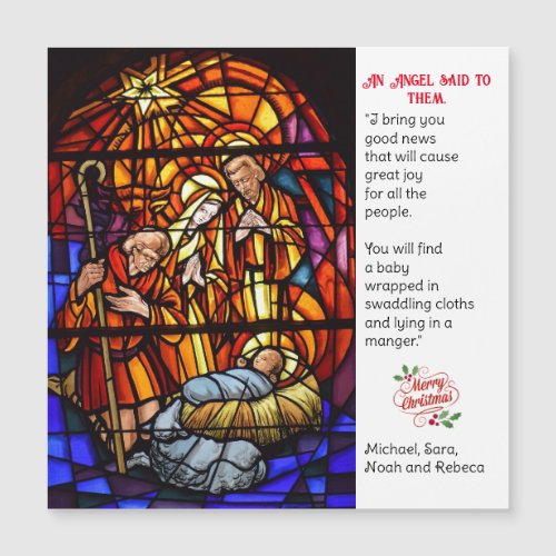 Stained Glass Nativity Magnetic Christmas Card