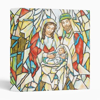 Stained Glass Nativity Painting 3 Ring Binder by gingerbreadwishes at Zazzle