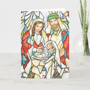 Stained Glass Nativity Painting Holiday Card by gingerbreadwishes at Zazzle