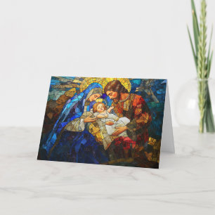 Stained Glass Nativity Scene Christmas Card