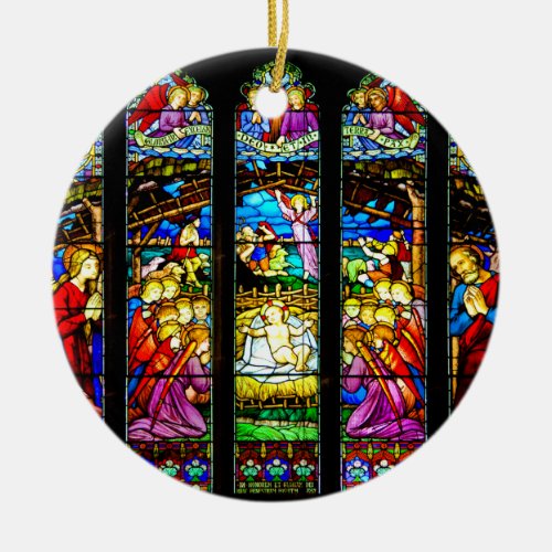 Stained Glass Nativity Scene Christmas Ornament