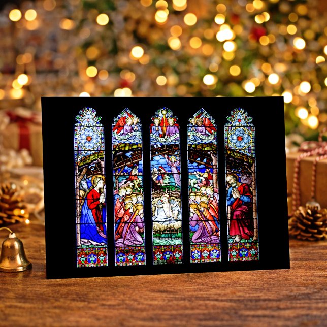Stained Glass Nativity Scene Holiday Card (Creator Uploaded)