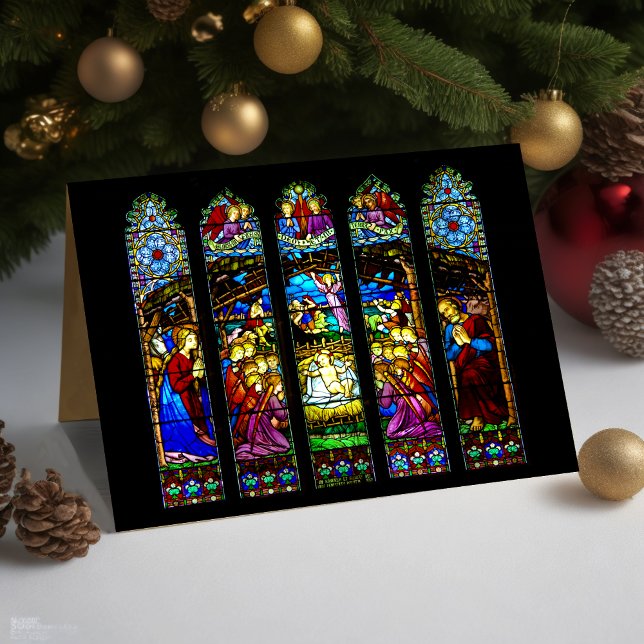 Stained Glass Nativity Scene Holiday Card (Creator Uploaded)