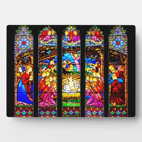 Stained Glass Nativity Scene Plaque