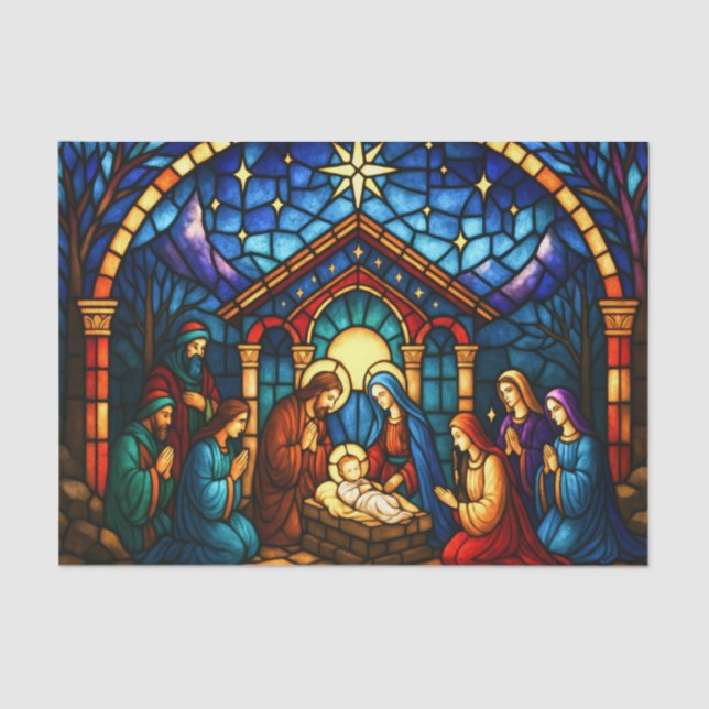 Stained Glass Nativity Scene Tissue Paper (Front)