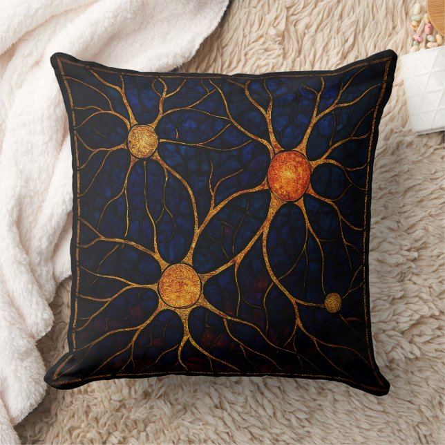 "Stained Glass Neural Network Throw Pillow" Pillow (Blanket)