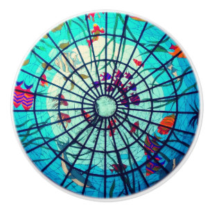 Stained glass ocean tropical fish ceramic knob