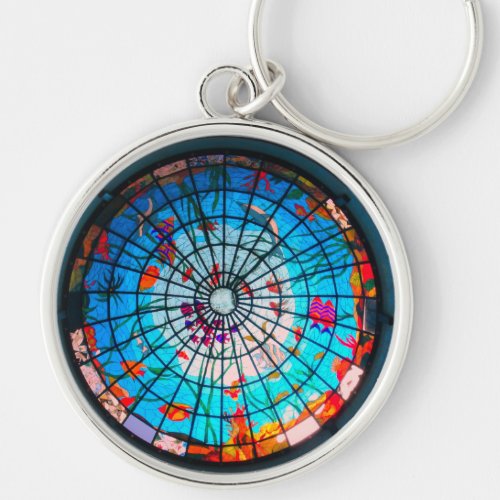 Stained glass ocean tropical fish keychain