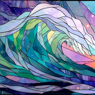 Stained Glass Ocean Waves Artistic Coastal color License Plate Frame